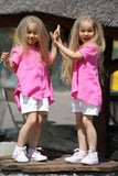 Girl's Pink Cotton Gauze Shirt | Q-018