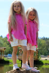 Girl's Pink Cotton Gauze Shirt | Q-018
