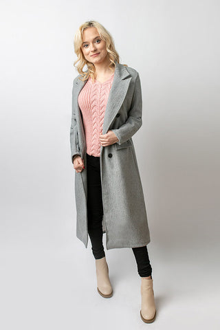 Women's Gray Long Coat | W-107-G