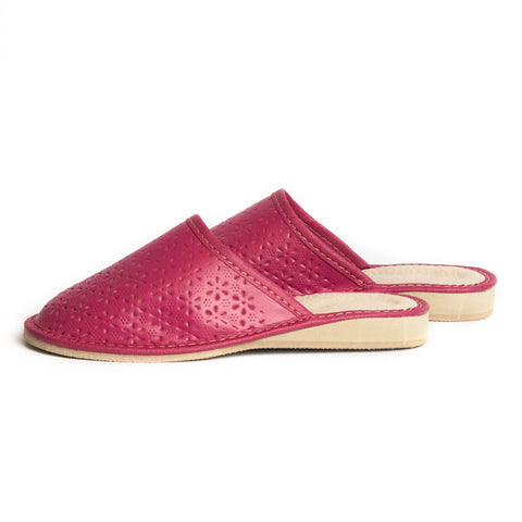 Light Purple Leather Slippers | K-224