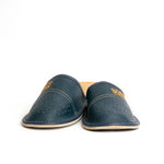 Dark Blue Leather Slippers | K-230