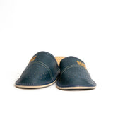 Dark Blue Leather Slippers | K-230