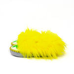 Light Yellow Folk Slippers with Yellow Fluffy Cuff | K-247