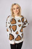 White Italian-style Sweater with Hearts Pattern | 4G43