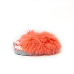 White Folk Slippers with Pink Fluffy Cuff | K-237