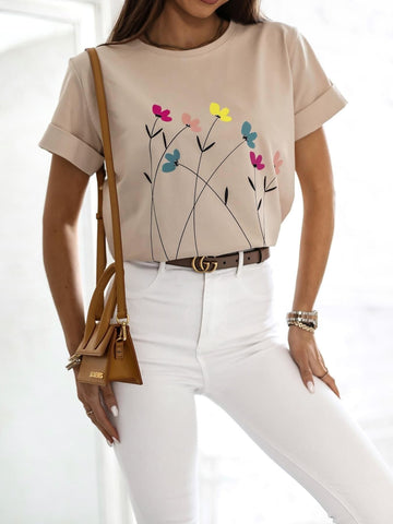 T-Shirt with Spring Flowers Print | FL-29