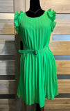 Italian-Style Pleated Dress with Belt | HAL-220