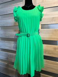 Italian-Style Pleated Dress with Belt | HAL-220