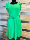 Italian-Style Pleated Dress with Belt | HAL-220