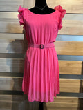 Italian-Style Pleated Dress with Belt | HAL-220