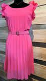 Italian-Style Pleated Dress with Belt | HAL-220