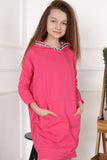 Girls' Pink Hoodie Tunic Dress | Q-001