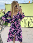Italian-Style Dress with Floral Pattern | HAL-203