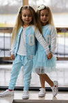 Girls' Light Blue Slip Petticoat Dress with Tulle | Q-013