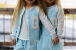 Girl's Blue Baseball Sweatshirt with Snaps | Q-014