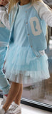 Girls' Light Blue Slip Petticoat Dress with Tulle | Q-013