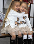 Girl's Cream White Sweatshirt with Plaid Patches | Q-005