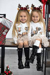 Girl's Cream White Sweatshirt with Plaid Patches | Q-005