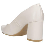 Wojas Beige Leather High Heels with Golden Logo | 35027-54