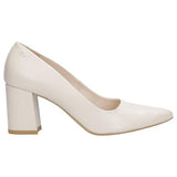 Wojas Beige Leather High Heels with Golden Logo | 35027-54