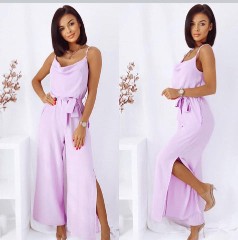 Light Purple Romper with Tie Belt | HAL-28