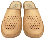Men's Light Brown Traditional Leather Slippers | 119