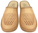 Men's Light Brown Traditional Leather Slippers | 119