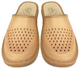 Men's Light Brown Traditional Leather Slippers | 119