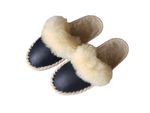 Handmade Folk Slippers with Yellow Fluffy Cuff | K-286