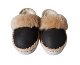 Handmade Folk Slippers with Toffee Fluffy Cuff | K-287
