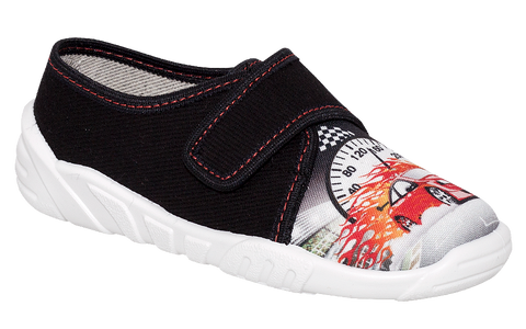 Black Graphic School Slippers | KRZYS-BL