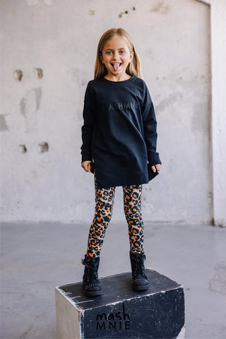 Girls' Black Tunic with Mash Mnie Print  | S-139