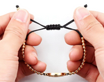 Adjustable Rope Golden Beads and Zirconia Bracelet with Virgin Mary Accent | CBE86