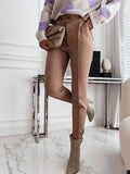 Elegant Light Brown High-Waisted Pants | NAPPY