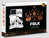 100% Cotton White Duvet Set with Black Folk Pattern +/- QUEEN SIZE | PEY-02