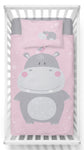 100% Cotton Kids' Double-Sided Duvet Set with Hippopotamus - 100 x 135 cm | PPG-020