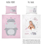 100% Cotton Kids' Double-Sided Duvet Set with Hippopotamus - 100 x 135 cm | PPG-020
