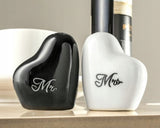 Black and White Heart-shaped Salt and Pepper Shakers | GB-055