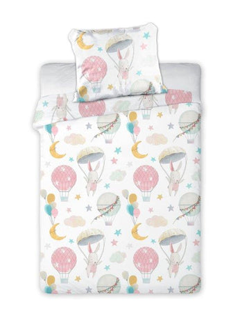 100% Cotton Kids' Duvet Set with Balloons and Bunnies - 100 x 135 cm | FAR-046