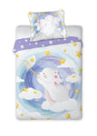 100% Cotton Kids' Duvet Set with White Bunny Print - 100 x 135 cm | FAR-083