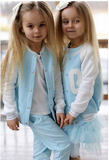 Girl's Blue Baseball Sweatshirt with Snaps | Q-014