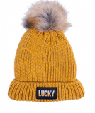 YO CLUB! Girl's Mustard Insulated Pom-Pom Beanie | CZ-301