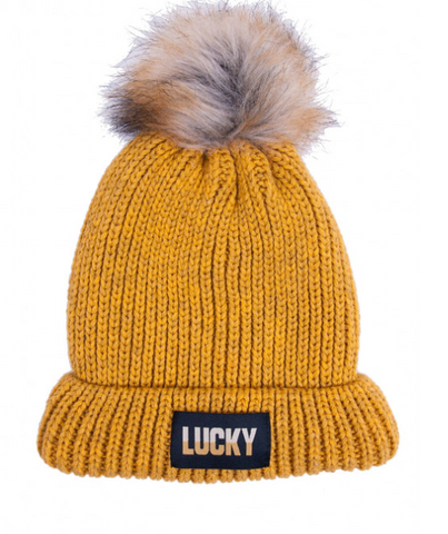 YO CLUB! Girl's Mustard Insulated Pom-Pom Beanie | CZ-301