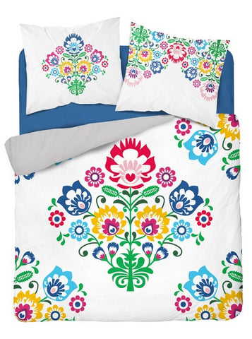100% Cotton Folk Double-Sided Duvet Set with Floral Pattern +/- QUEEN SIZE | SJC-094