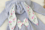 Girls' Cotton Gray Hooded Bunny Ears Jacket with Bows | HAL-212