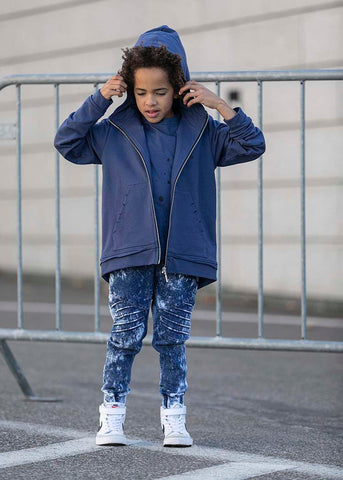 Boys' Blue Hoodie with Wolf Print | S-121