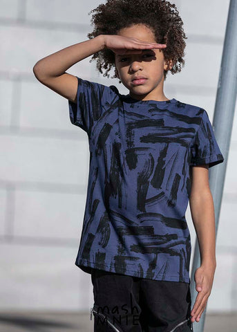 Boy's Blue Graphic T-shirt - Brush | S-119-B