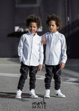 Boys' White Long Sleeve Shirt with Stand-up Collar | S-120