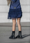 Girls' Blue Hooded Dress with Tulle | S-117