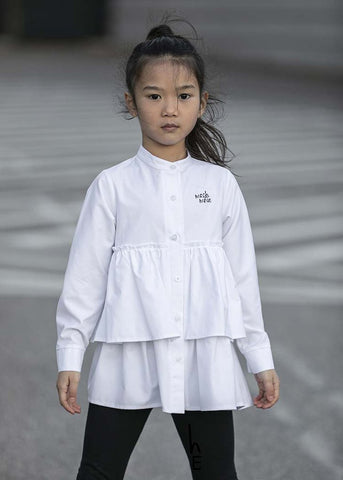 Girls' White Long Shirt | S-116